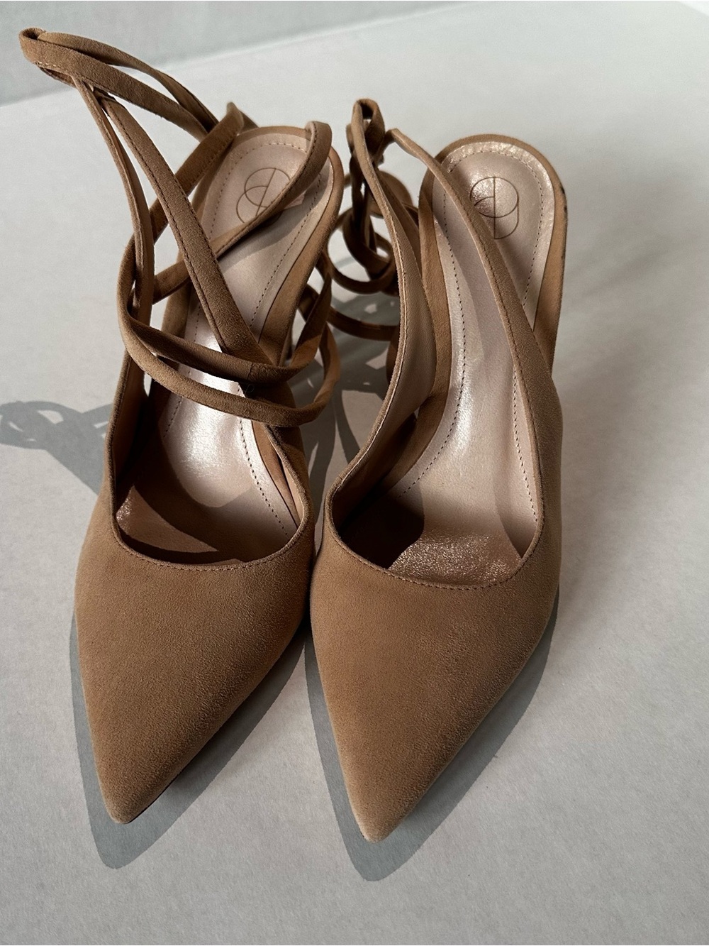 Porte & Paire Suede Lace-Up Slingback‎ Heels | Size 35.5